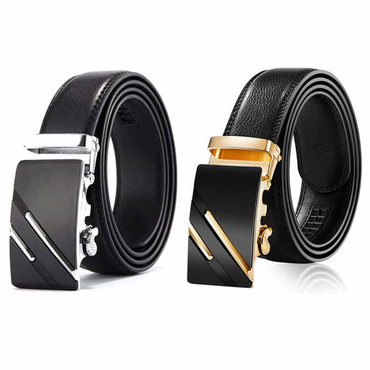 120cm Fashion Mens Leather Ratchet Belt Automatic Buckle Waistband Waist Strap